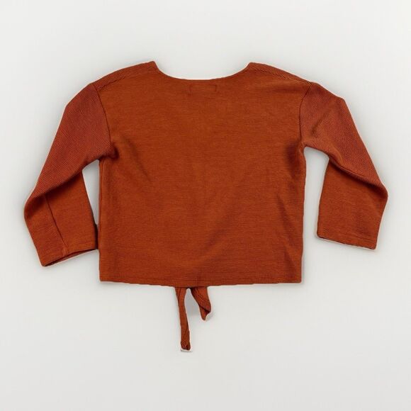 Madewell  Texture  And Thread Cropped Tie Front Top Burnt Orange Womens Size XXS - Picture 2 of 7
